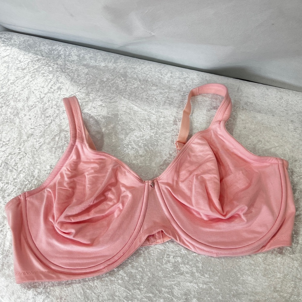 Breezies White Full Coverage Underwire Bra Cotton Blend Plus Size 48DDD Pink